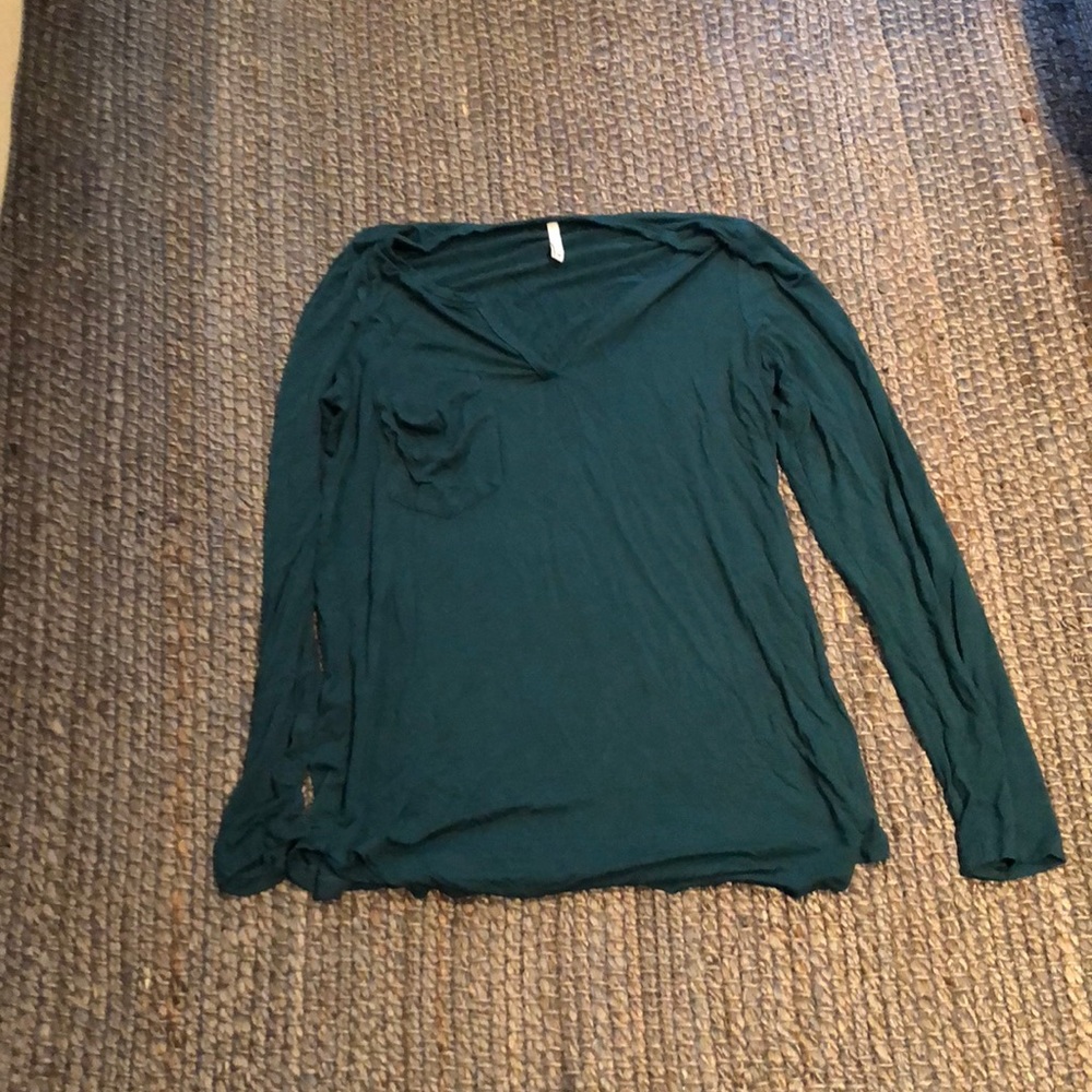 Turquoise Z Supply long sleeve pocket t